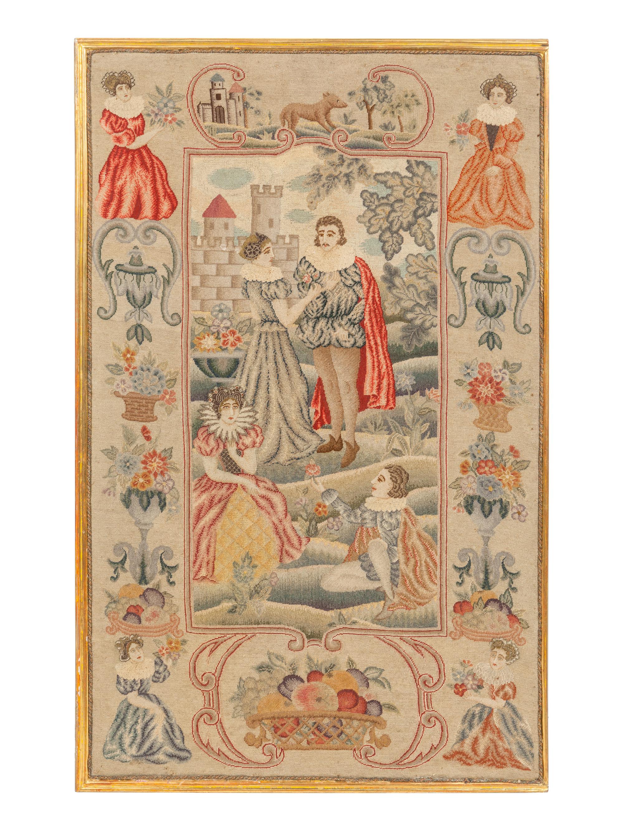 Two Charles II Style Needlework Panels