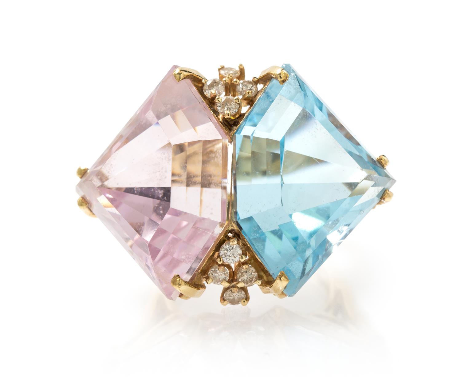 A Yellow Gold, Topaz and Diamond Ring, 14.10 dwts.