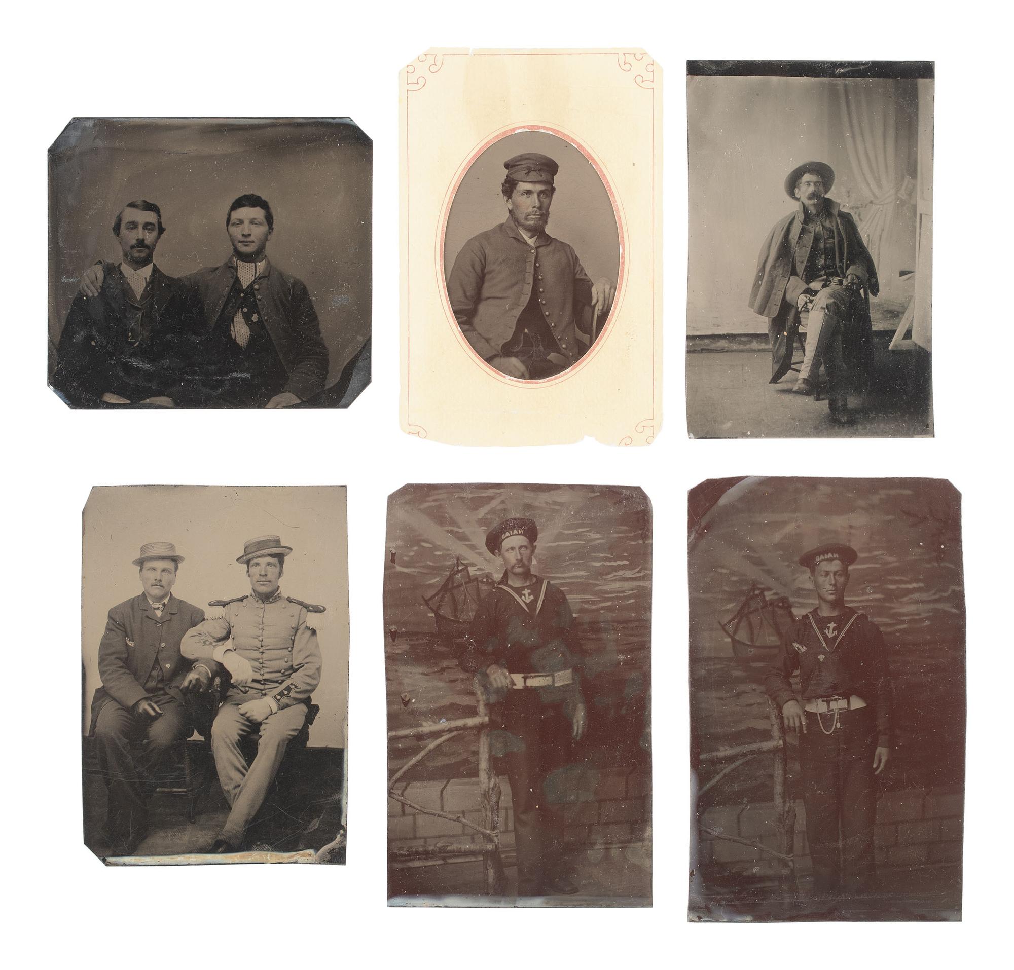 [CIVIL WAR]. 13 CDVs & tintypes of Naval subjects, incl. CSS Alabama , Union officers, & sailors.