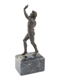 A Grand Tour Bronze Figure of the Pompeiian Faun on a Marble Base