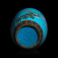 A Japanese Turquoise Ground Cloisonné 'Bird' Vase, Meiji Period