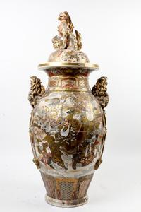 A Japanese Satsuma Pattern Covered Vase Height 39 inches.