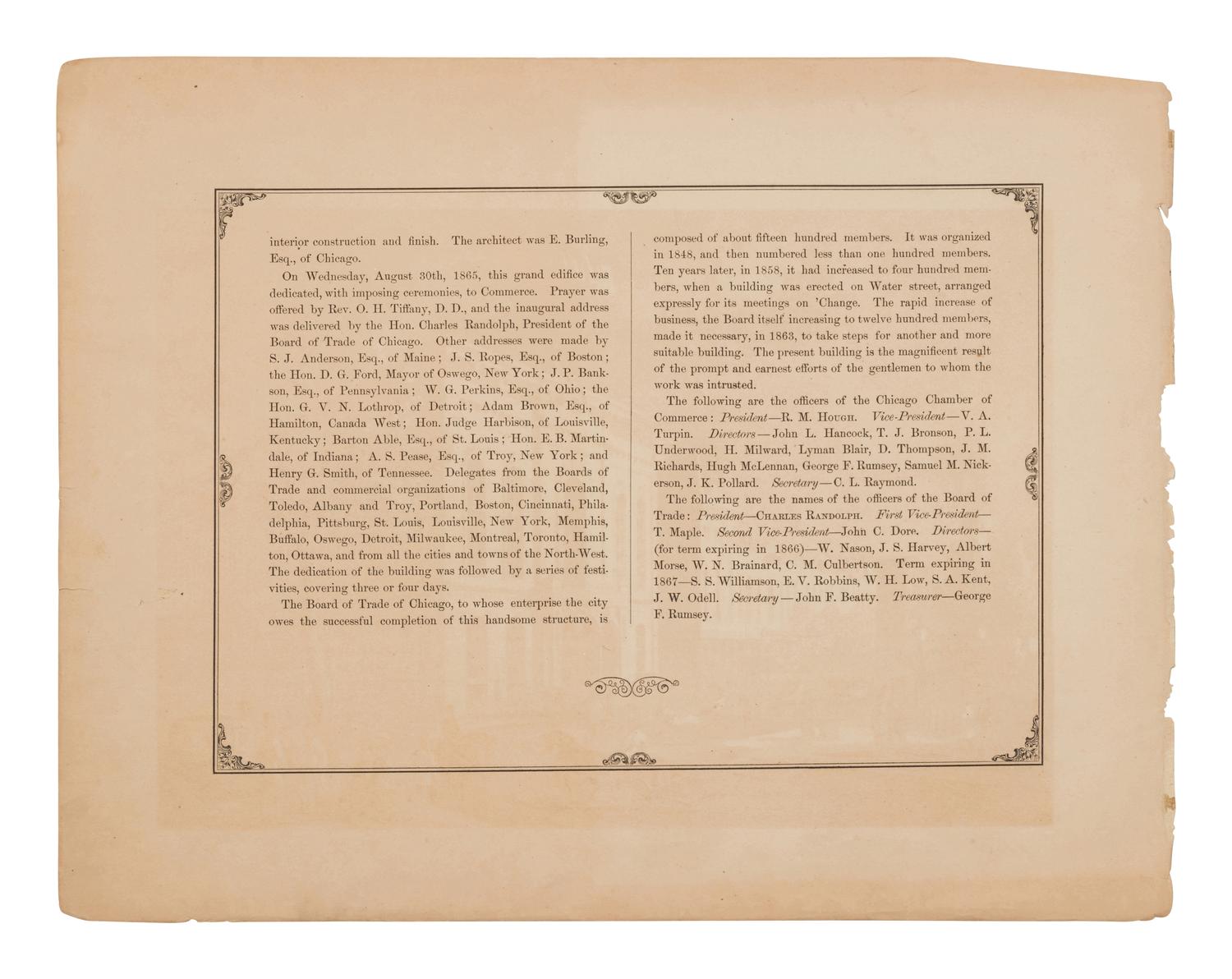 [CHICAGO]. KURZ, Louis (1834-1921). A group of 33 prints from Chicago Illustrated depicting pre-fire Chicago. Chicago: Jevne & Almini, 1866