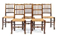 A Set of Five Spindle Back Side Chairs Height 27 1/4 inches. — 19TH CENTURY