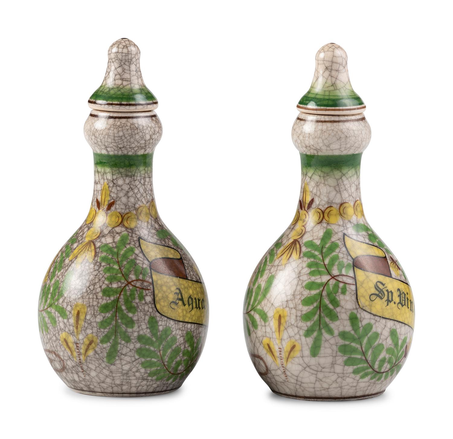 Two Earthenware Apothecary Bottles
