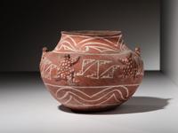 Zuni White-on-Red Frog Pottery Jar