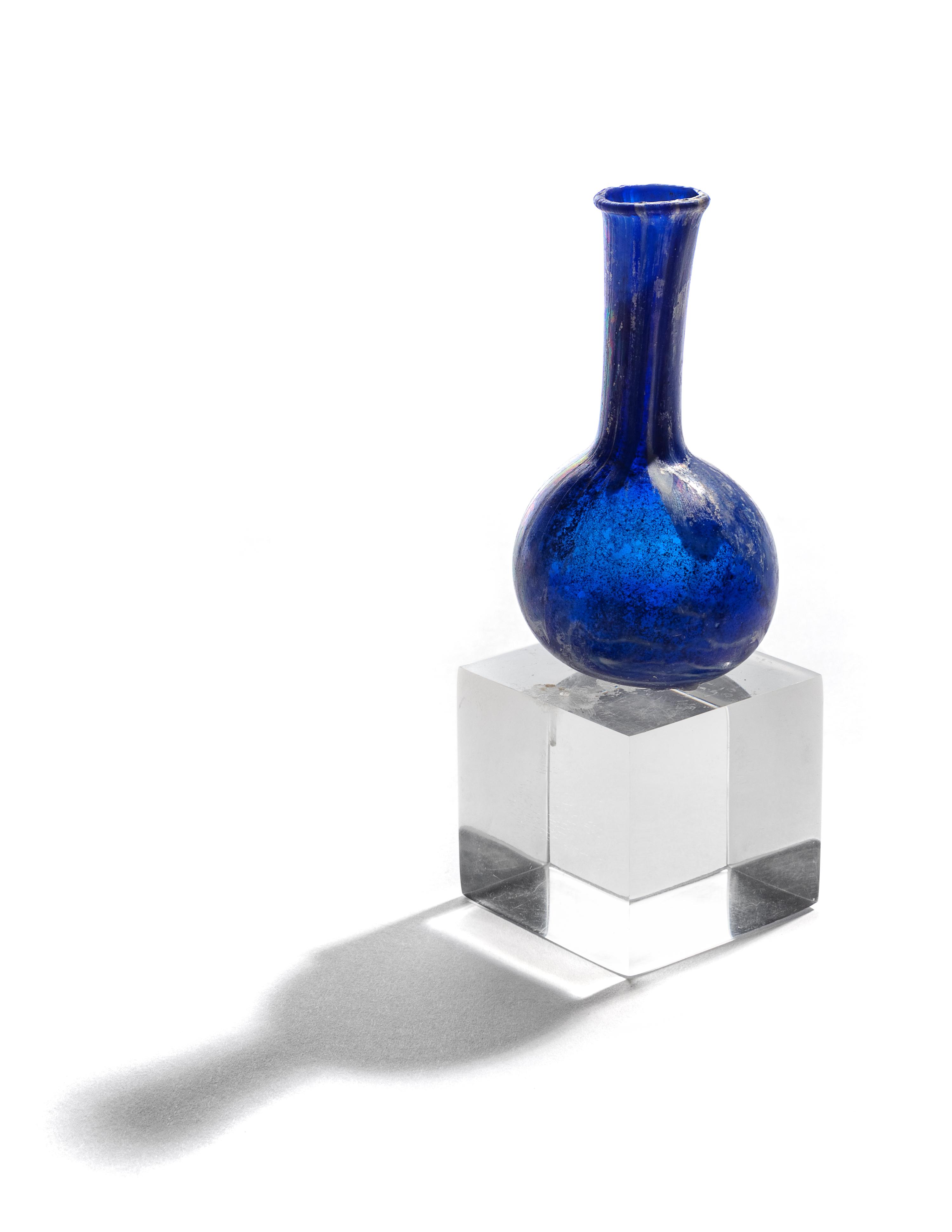 A Roman Marbled Blue Glass Bottle