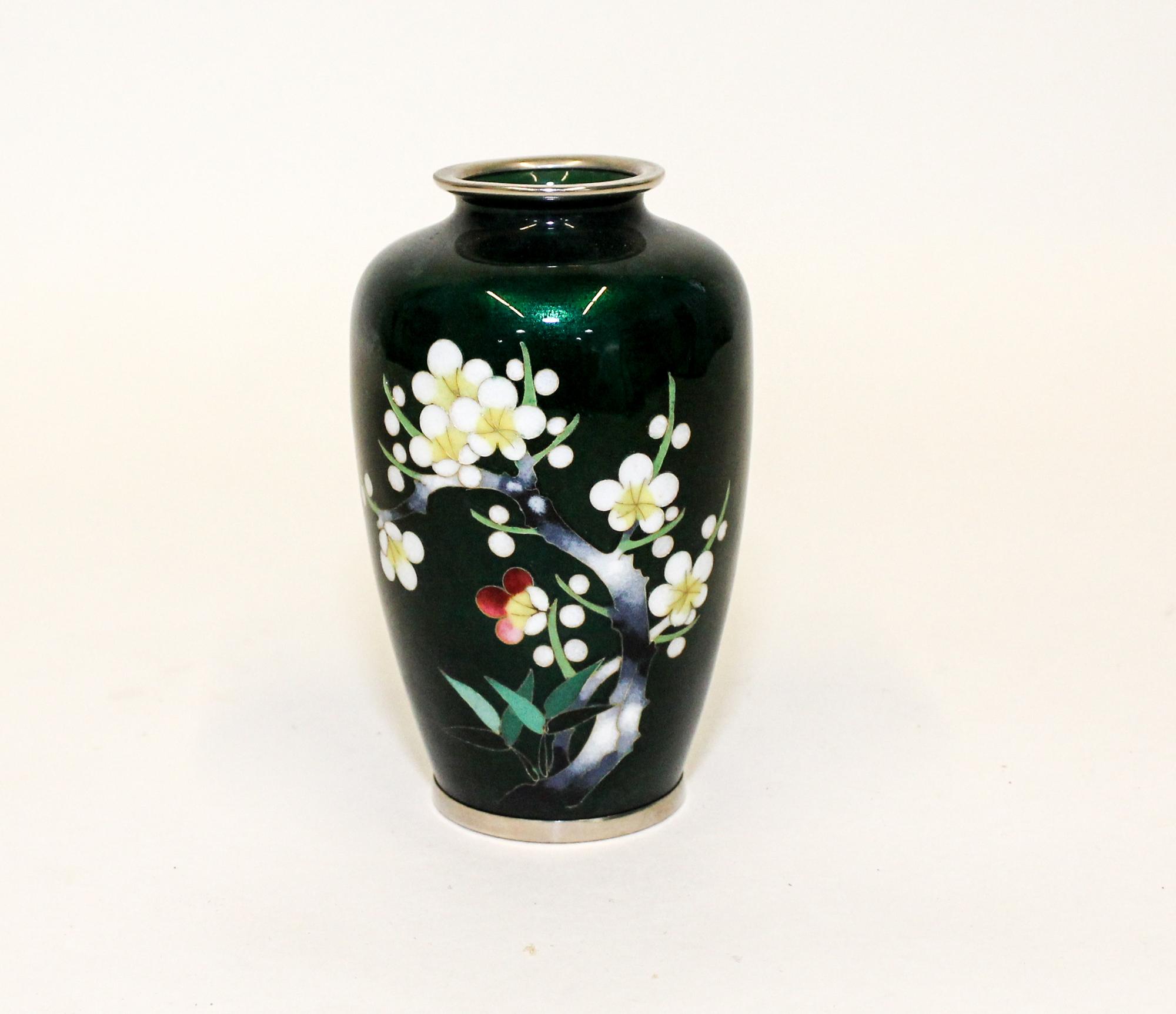 A Japanese Cloisonné Enamel Vase Height 4 3/4 inches.