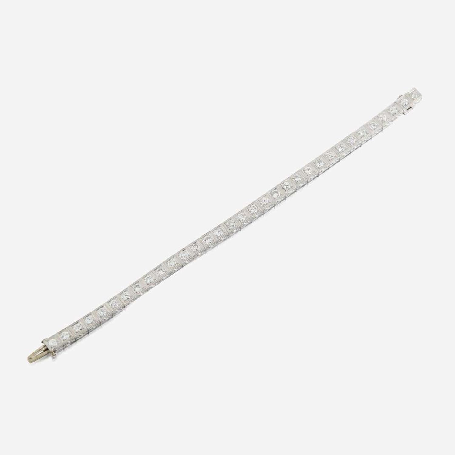 A diamond and platinum bracelet