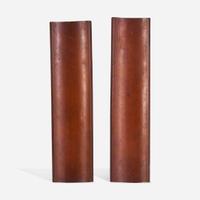 Two Chinese carved bamboo wrist rests 竹雕臂搁两件 Shaoxi mark ???