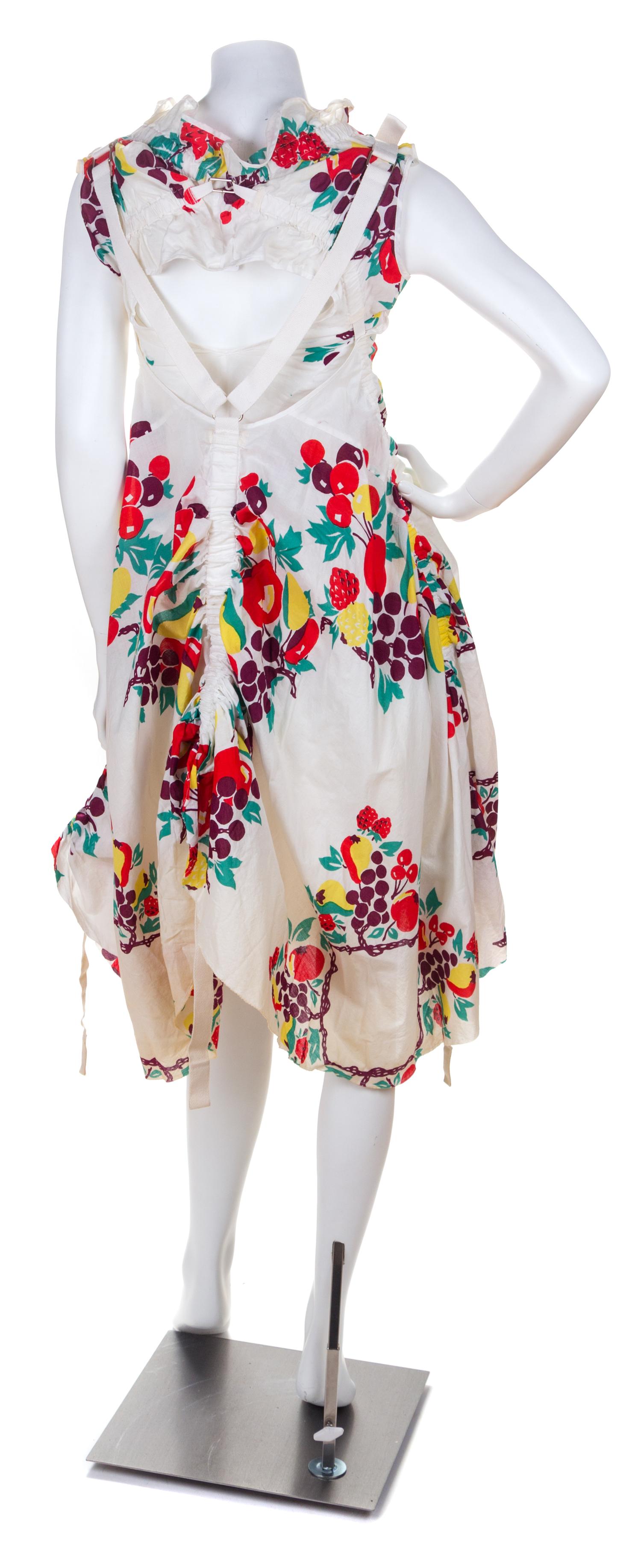 A Junya Wantanabe Multicolor Cotton Fruit Parachute Dress, Size small.