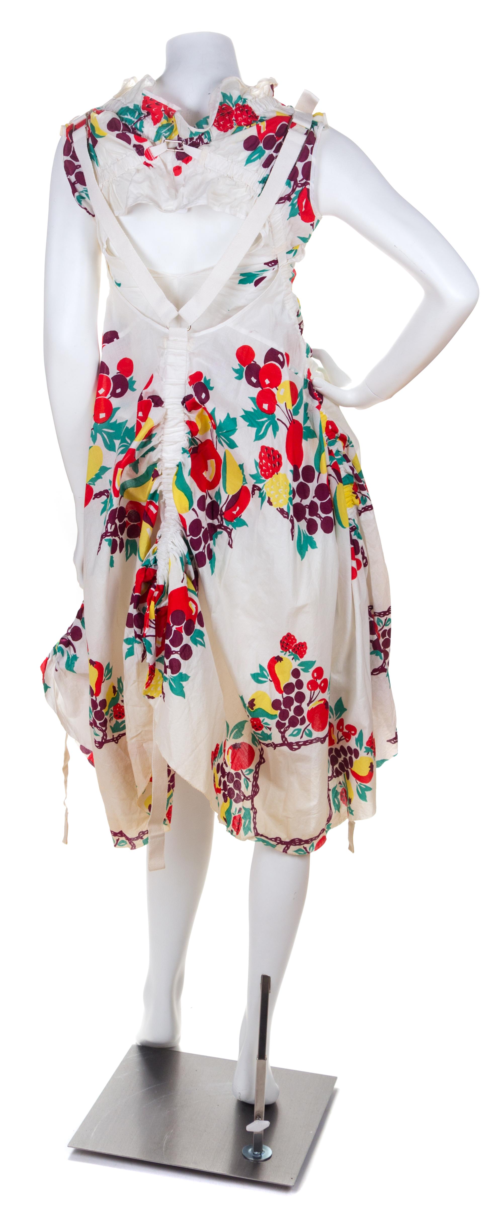 A Junya Wantanabe Multicolor Cotton Fruit Parachute Dress, Size small.