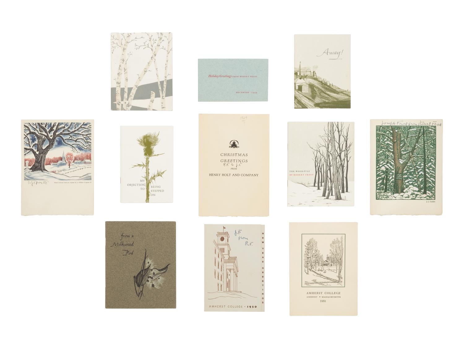FROST, Robert (1874-1963). A group of 25 signed Christmas cards INSCRIBED BY FROST and featuring poems by him, including: