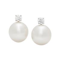 SOUTH SEA CULTURED PEARL AND DIAMOND EARRINGS