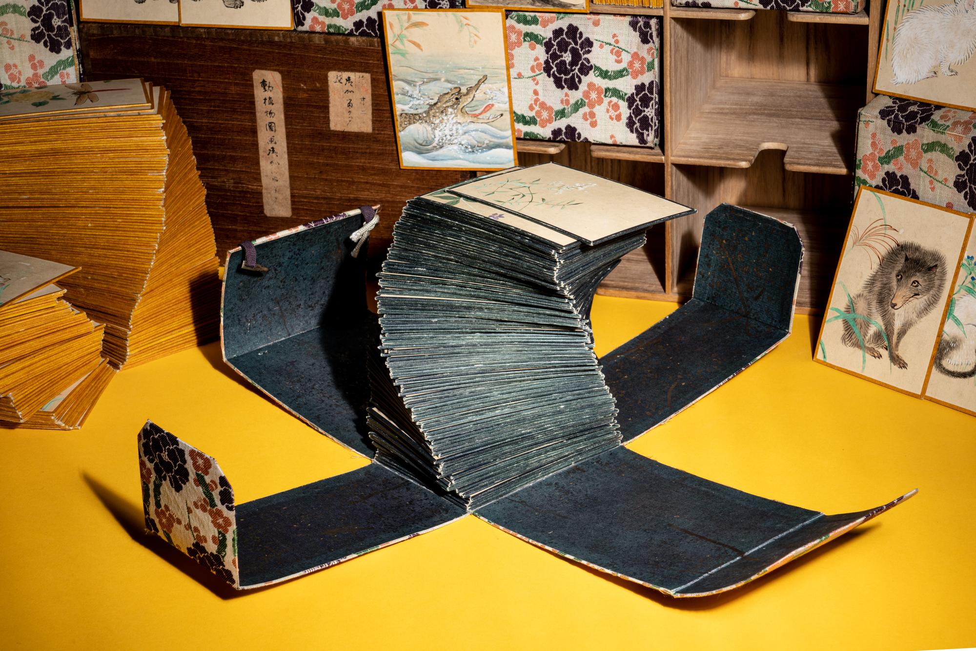 Four Sets of Japanese E-awase Karuta Playing Cards by Maruyama Oritsu (1817-1875), Nagasawa Roho (Mid-19th Century), Hara Zaisho (1813-1871) and Kishi Gantai (1782-1865)
