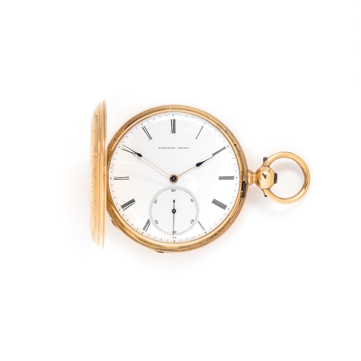 18K YELLOW GOLD HUNTER CASE POCKET WATCH