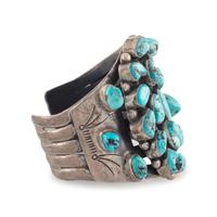 Navajo Silver and Turquoise Cluster Cuff Bracelet