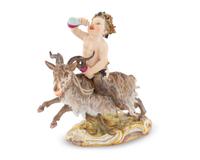 A Meissen Figure of a Bacchic Satyr Astride a Goat — CIRCA 1900