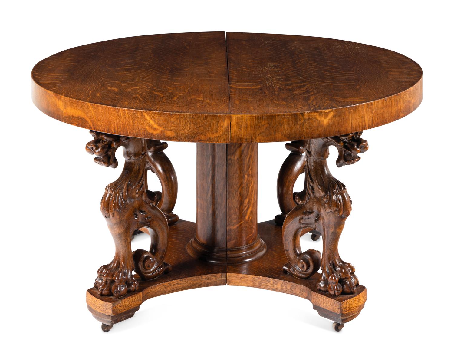 A Renaissance Revival Carved Oak Dining Table in the Manner of R. J. Horner