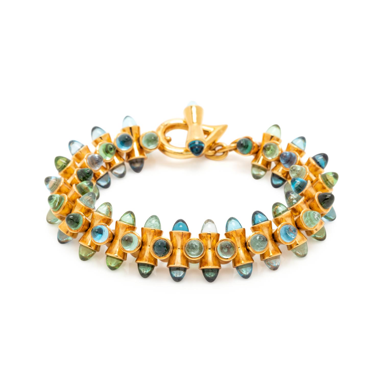 TAMARA COMOLLI, YELLOW GOLD AND TOURMALINE BRACELET