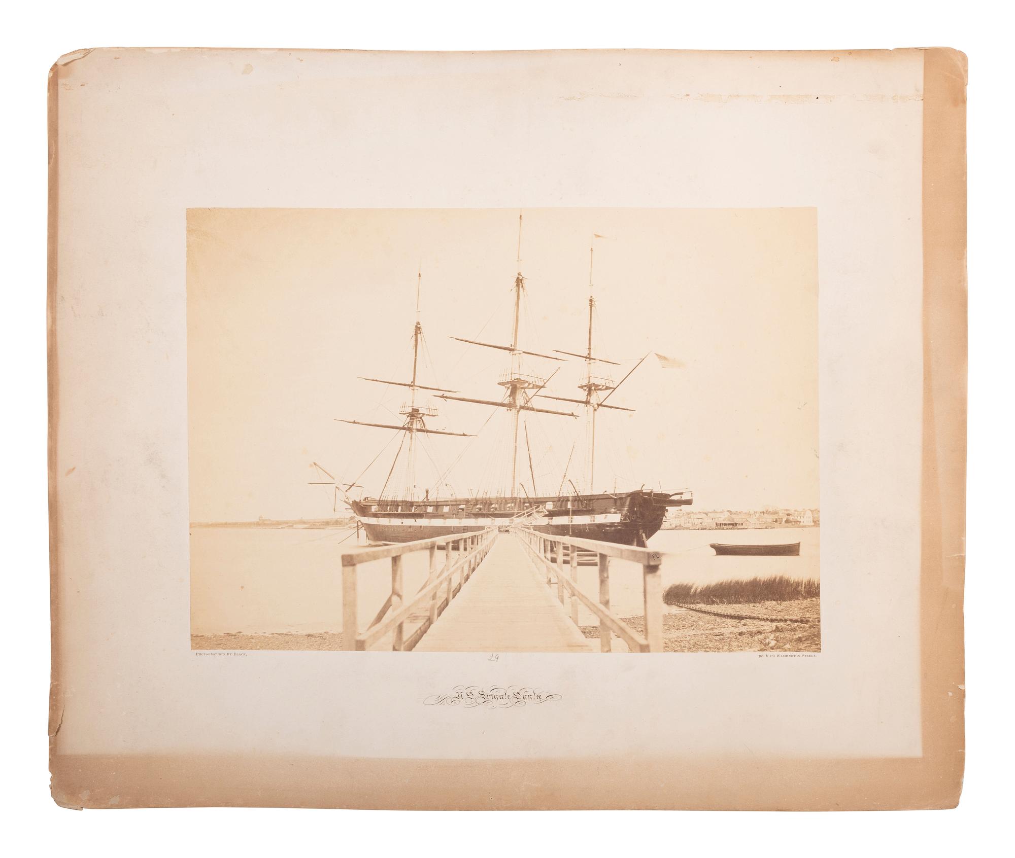 [CIVIL WAR]. BLACK, James Wallace (1825-1896) photographer. A group of 2 photographs of identified ships, incl. the USS Santee . Boston, MA, ca 1860s.