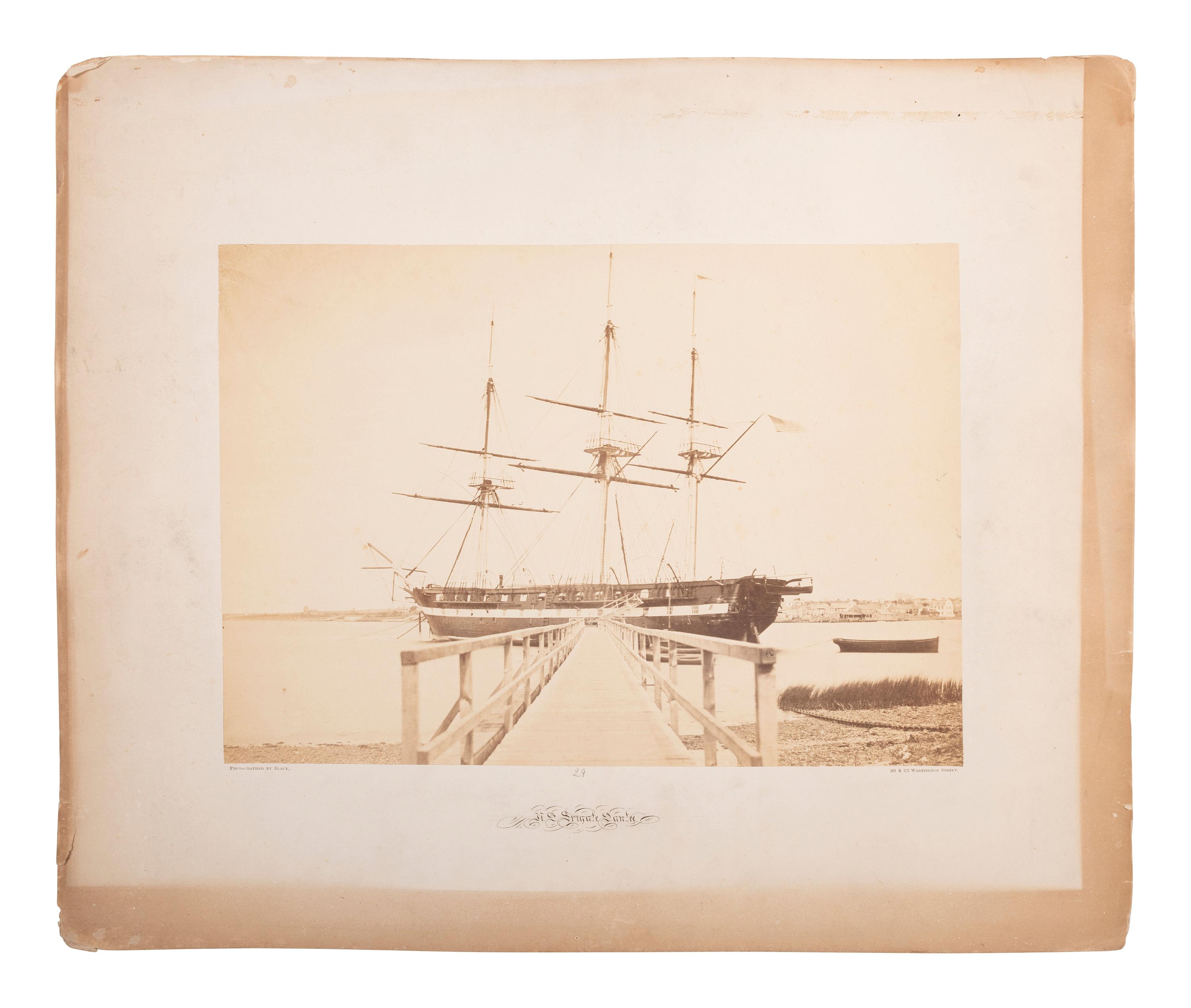 [CIVIL WAR]. BLACK, James Wallace (1825-1896) photographer. A group of 2 photographs of identified ships, incl. the USS Santee . Boston, MA, ca 1860s.
