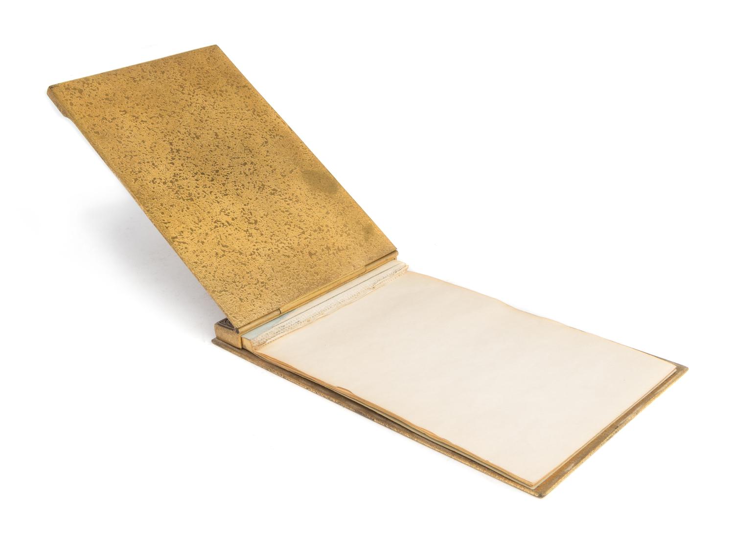 Tiffany Studios, a Venetian pattern bronze dore notepad holder (1691)