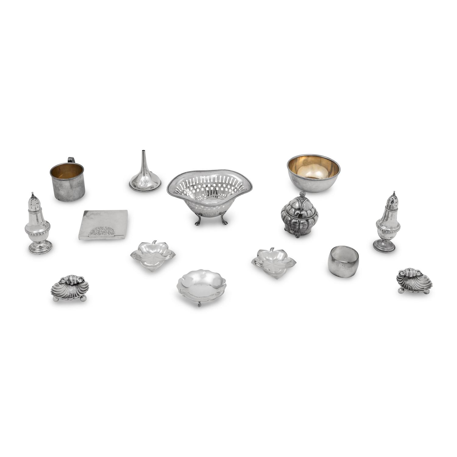 A Collection of Silver Nut Dishes, Coasters and Small Serving Articles