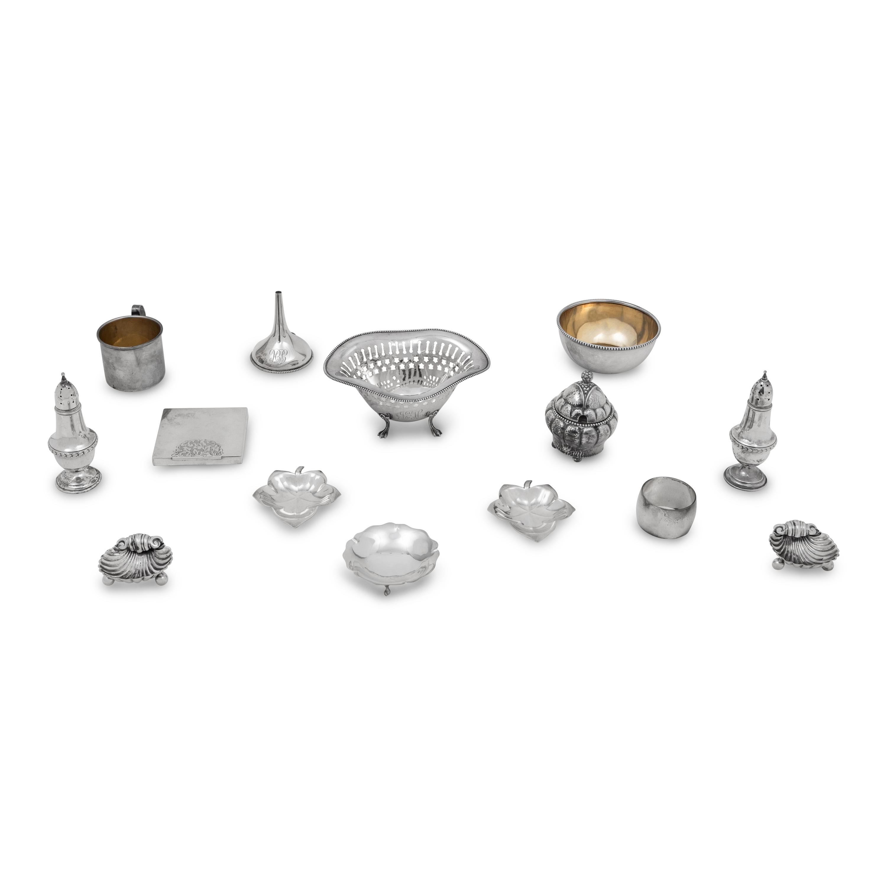 A Collection of Silver Nut Dishes, Coasters and Small Serving Articles