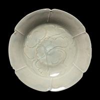 A Pair of Qingbai Glazed Porcelain 'Foliate' Dishes
