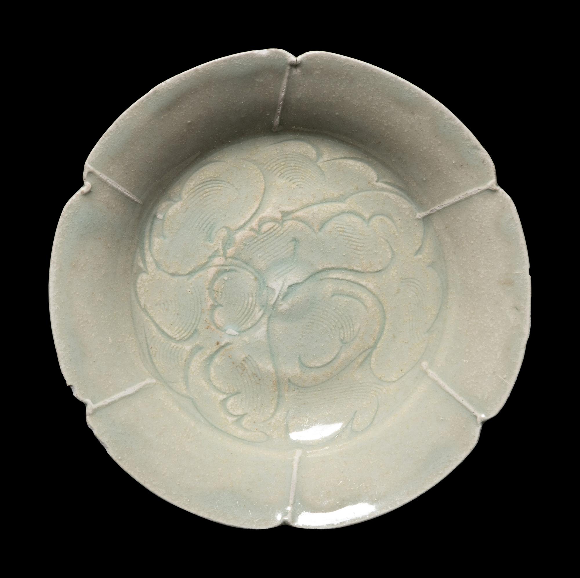 A Pair of Qingbai Glazed Porcelain 'Foliate' Dishes