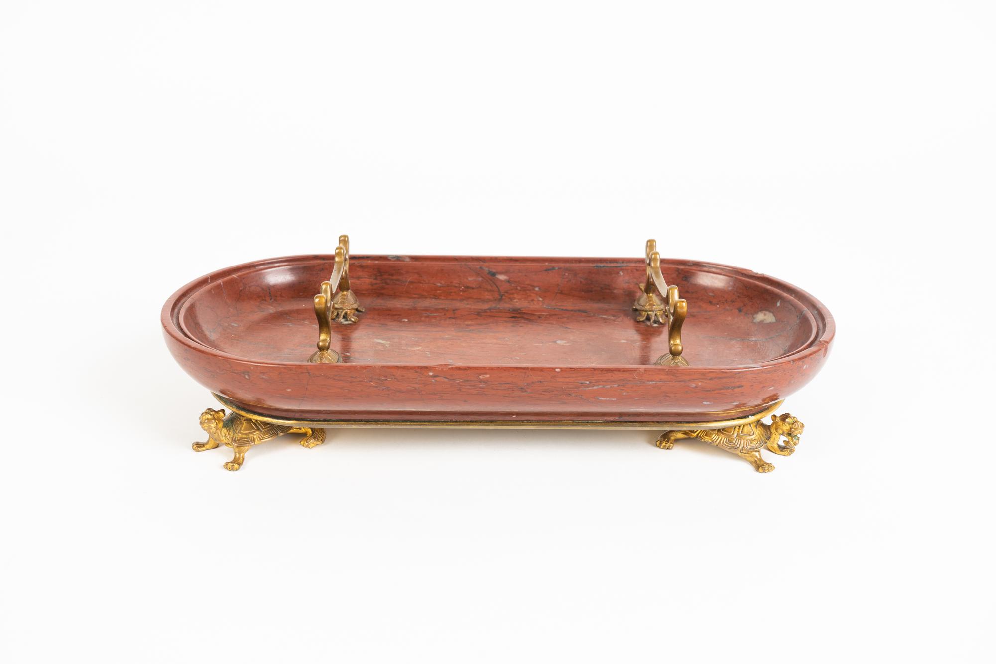 A Barbedienne Gilt-Bronze and Rouge Marble Pen Rest — 19TH CENTURY
