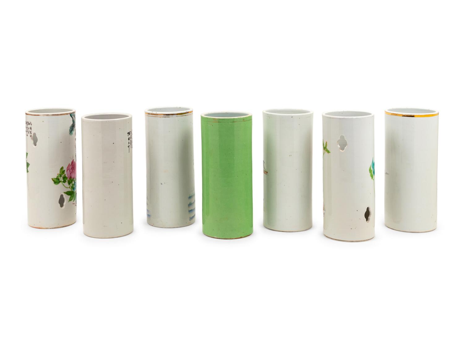Seven Chinese Famille Rose Porcelain Hat Stands
