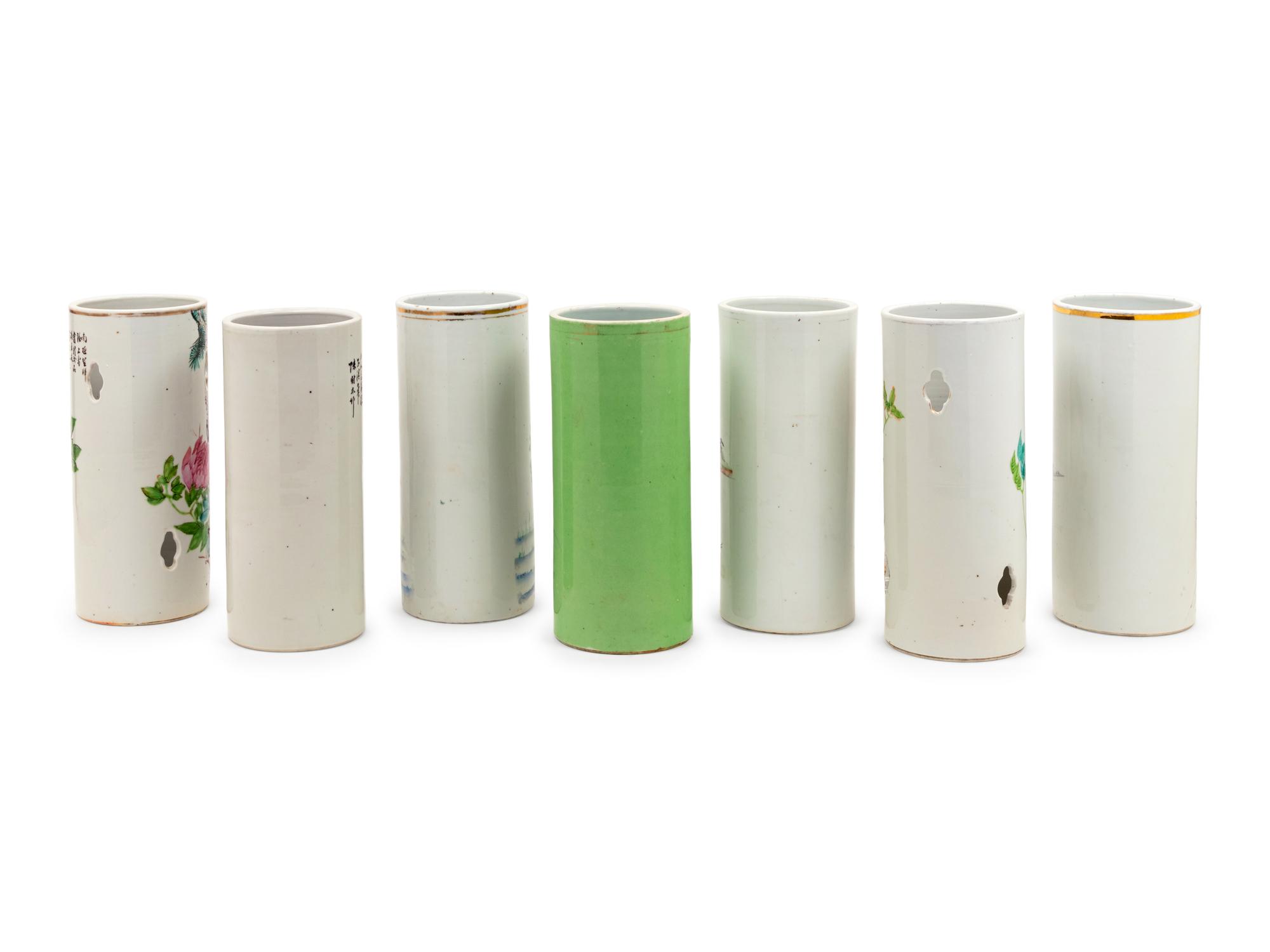 Seven Chinese Famille Rose Porcelain Hat Stands