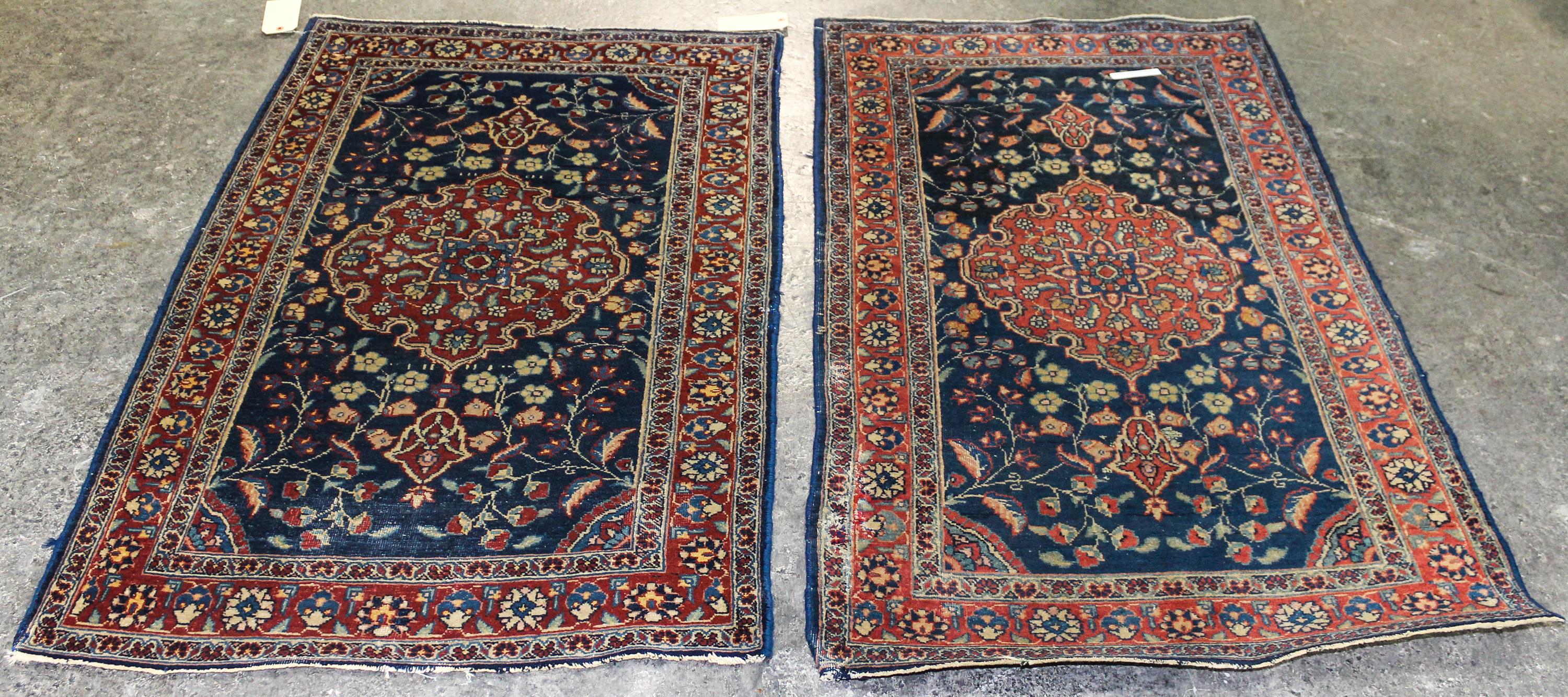 Four Wool Rugs Dimensions of largest 4 feet 6 inches x 2 feet 4 inches.