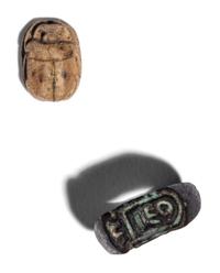 Forty-Five Egyptian Faience Amulets, Scarabs, and Rings