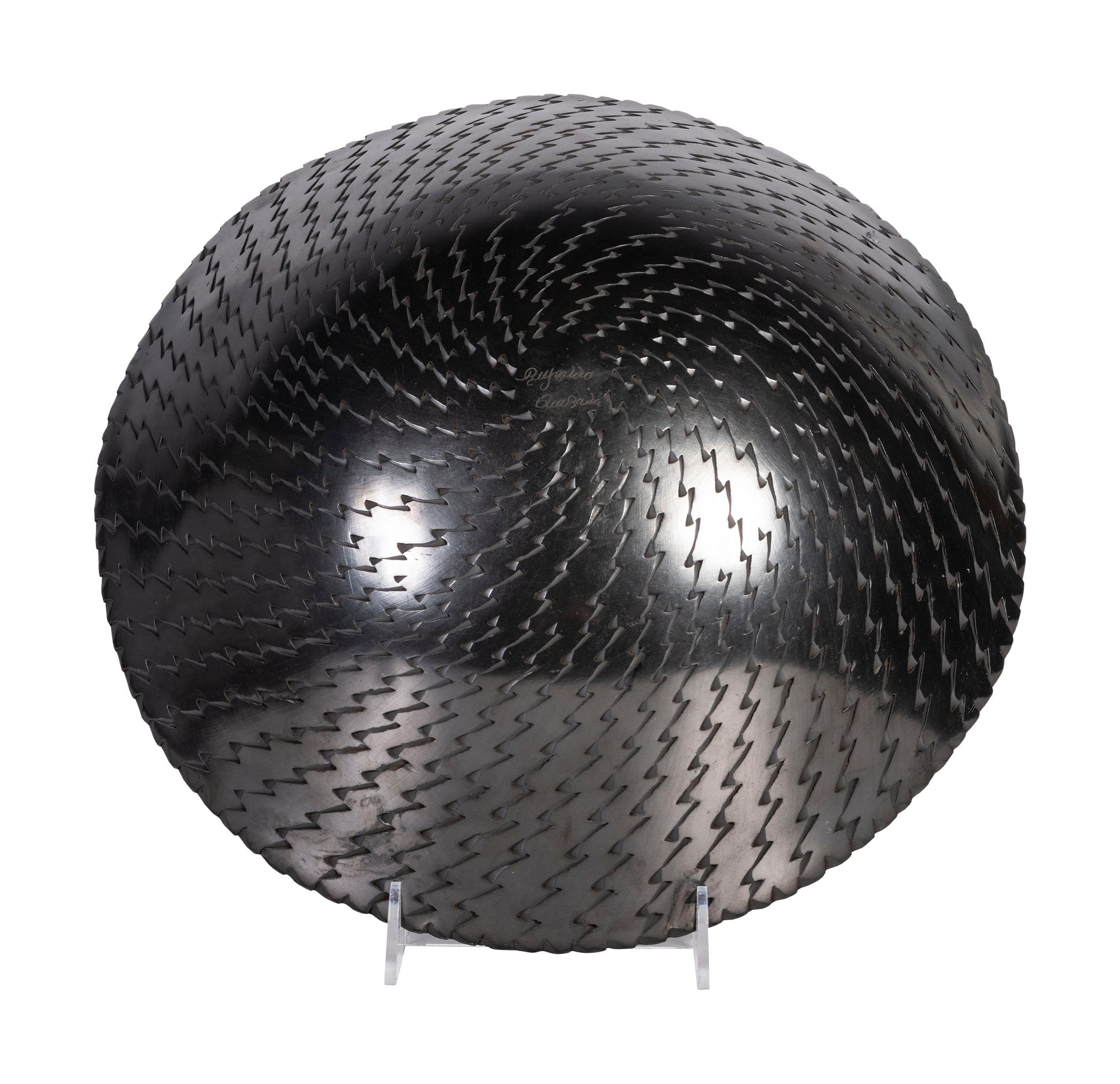Blackware Pottery Bowl, with Gunmetal Finish