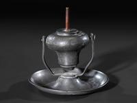 A Pewter Gimbaled Whale Oil Lamp