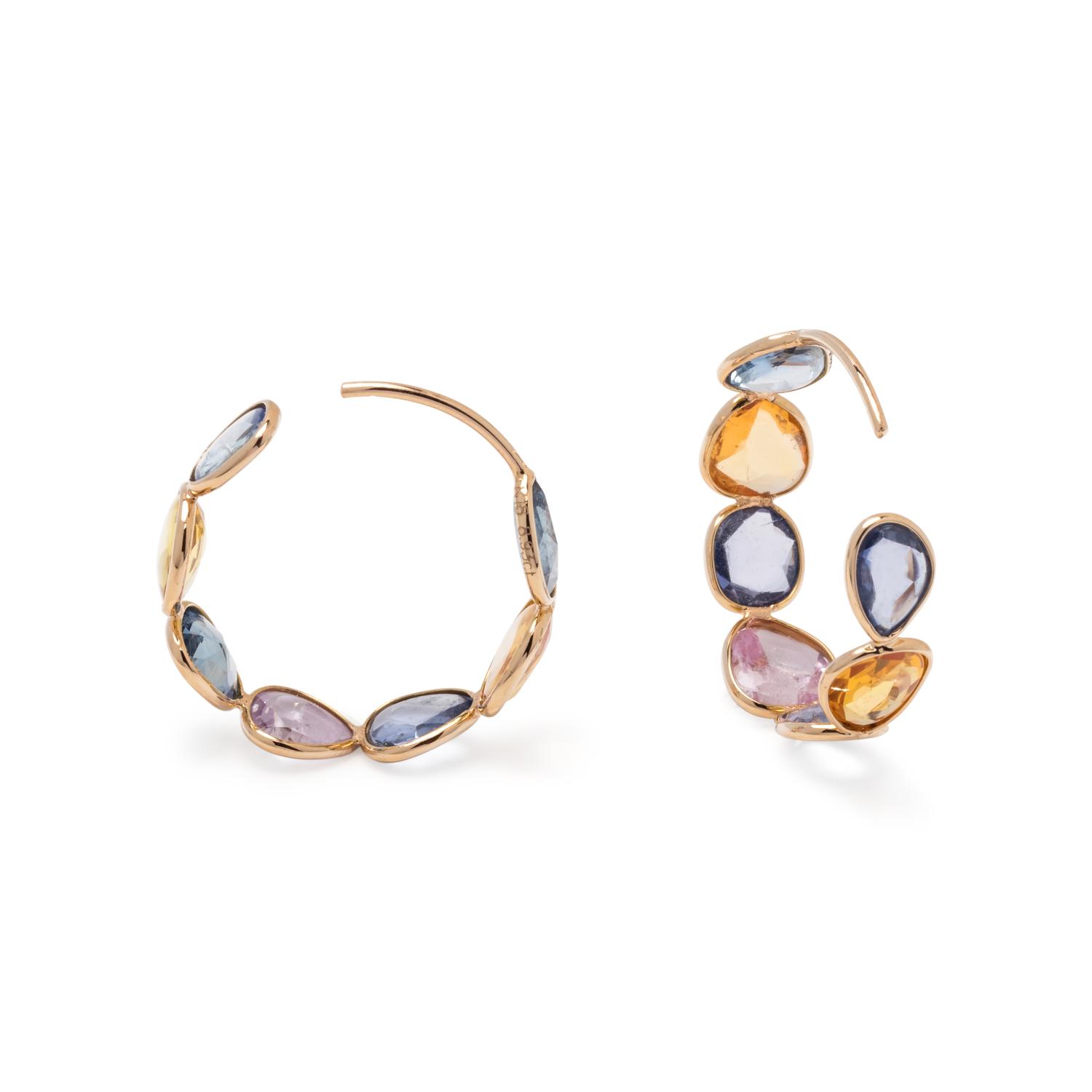 MULTICOLOR SAPPHIRE HOOP EARRINGS