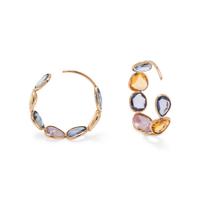 MULTICOLOR SAPPHIRE HOOP EARRINGS