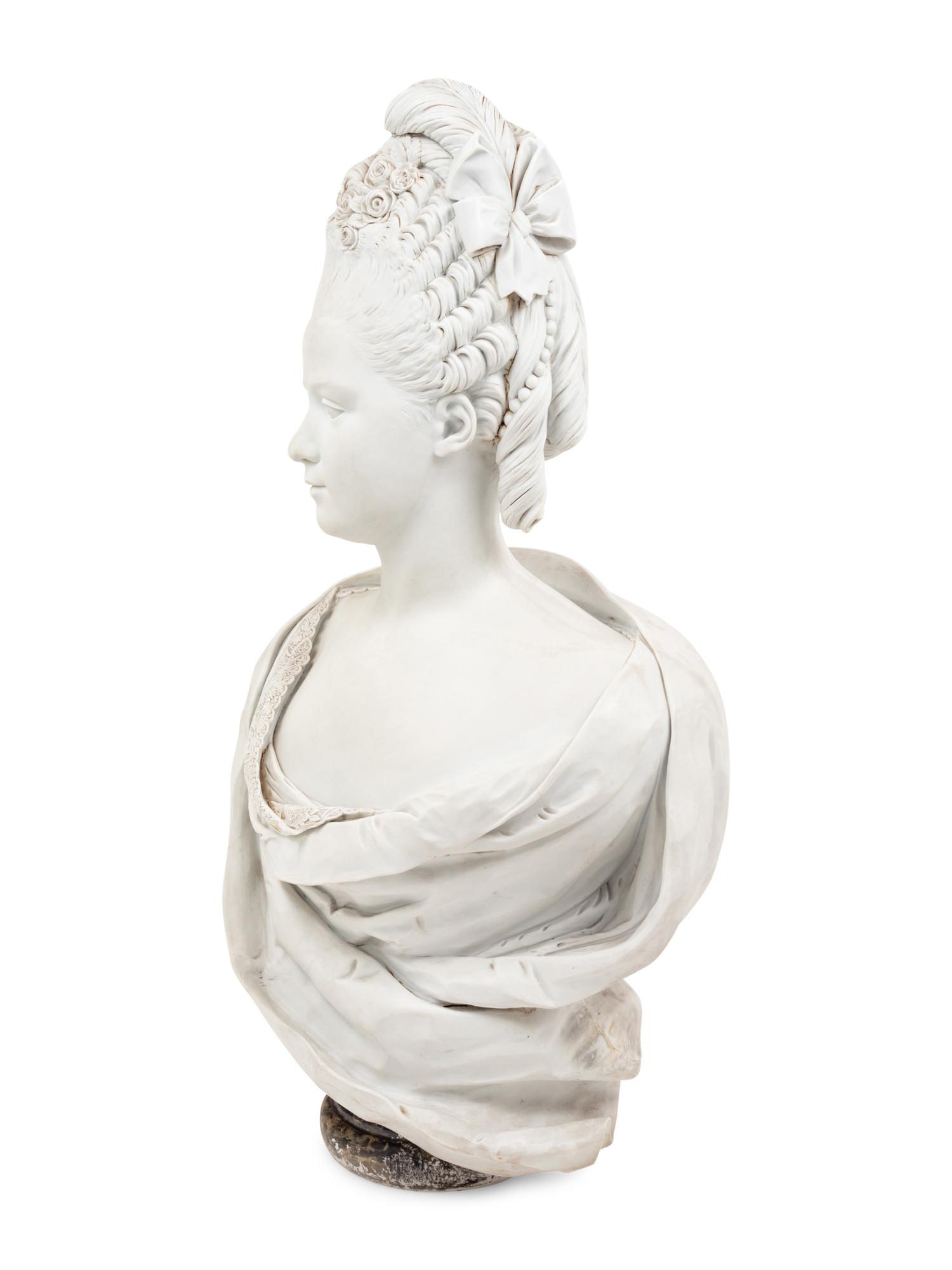A Sèvres Style Bisque Porcelain Bust of Marie Antoinette