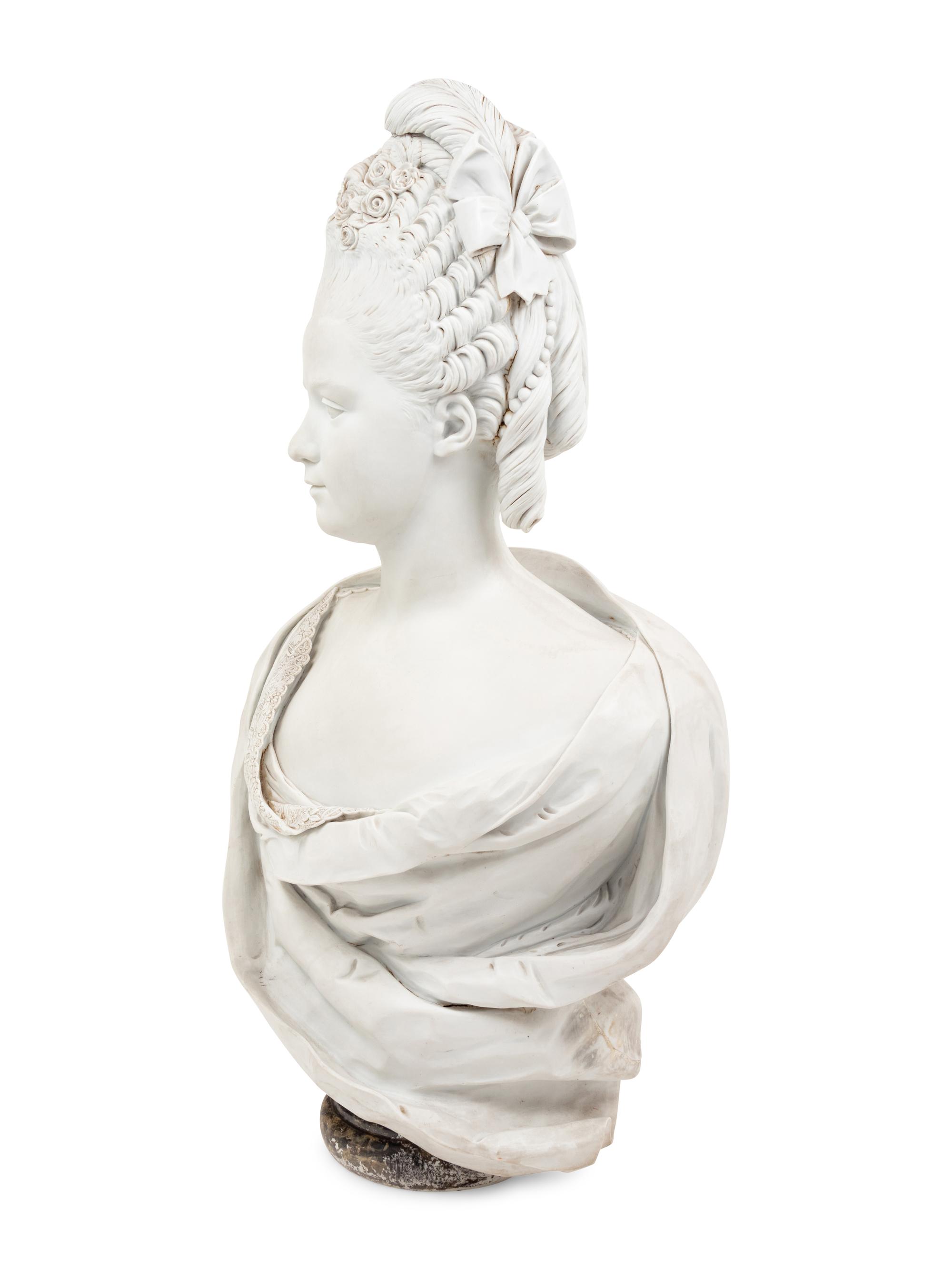 A Sèvres Style Bisque Porcelain Bust of Marie Antoinette