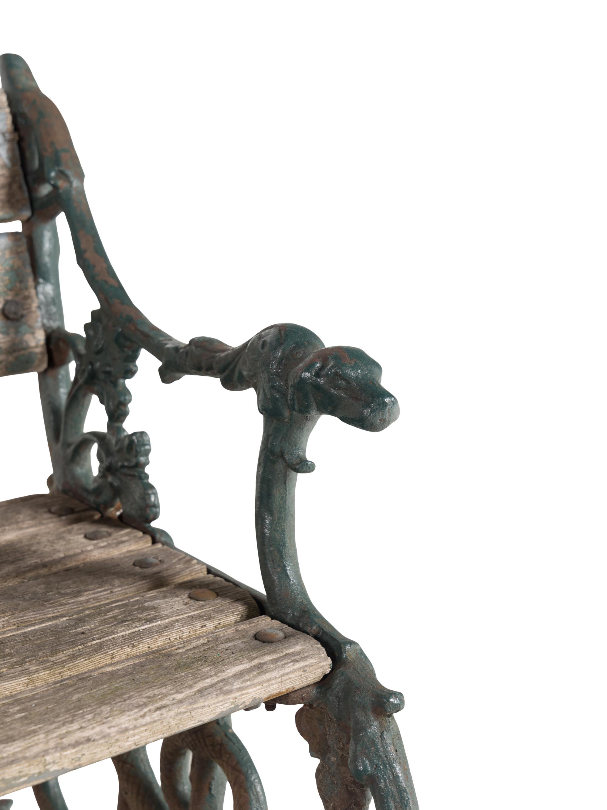 A Group of Coalbrookdale Painted Wood and Iron Garden Benches