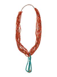 Pueblo Ten-strand Coral Necklace, with Joclas
