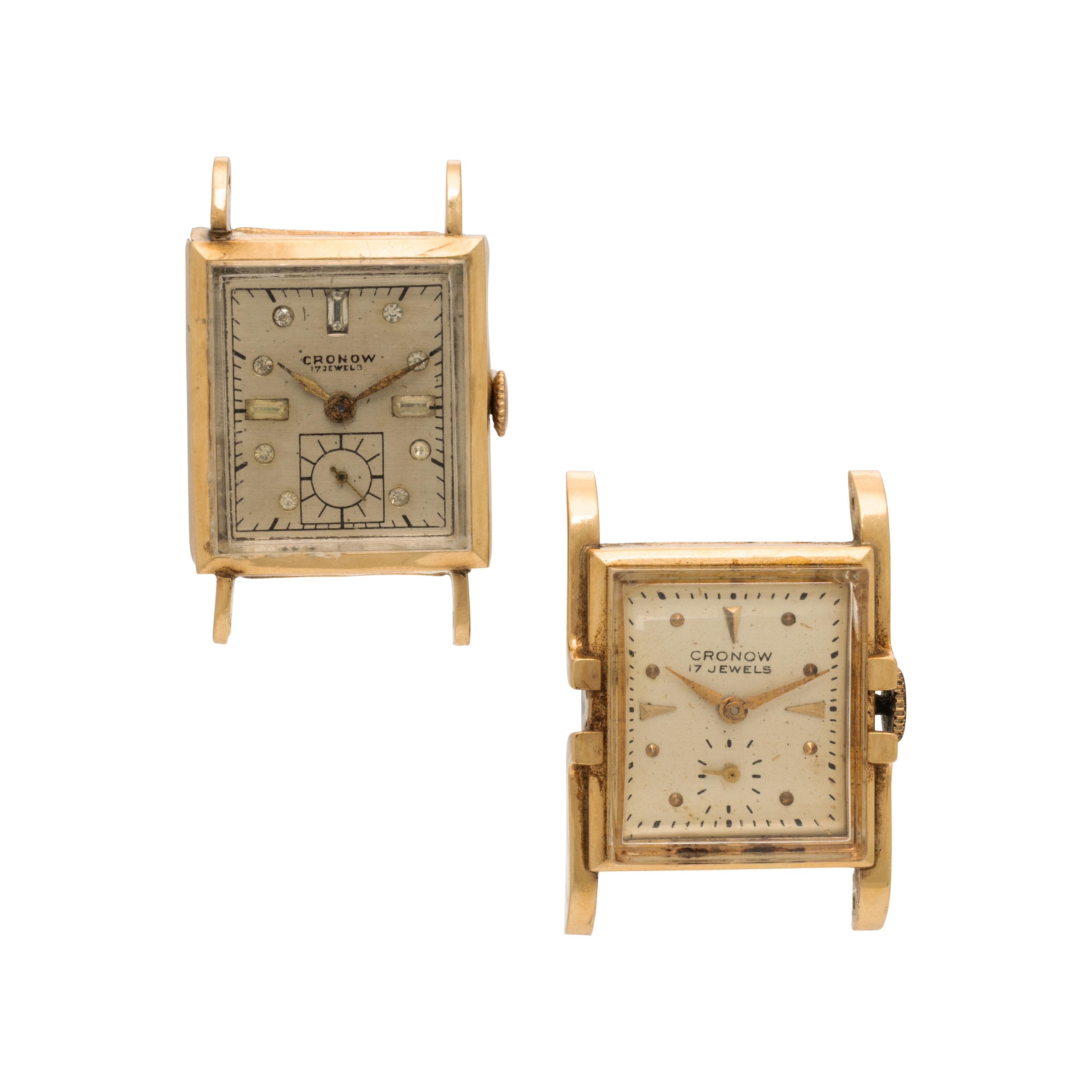 Cronow, Two 14K Yellow Gold Watches