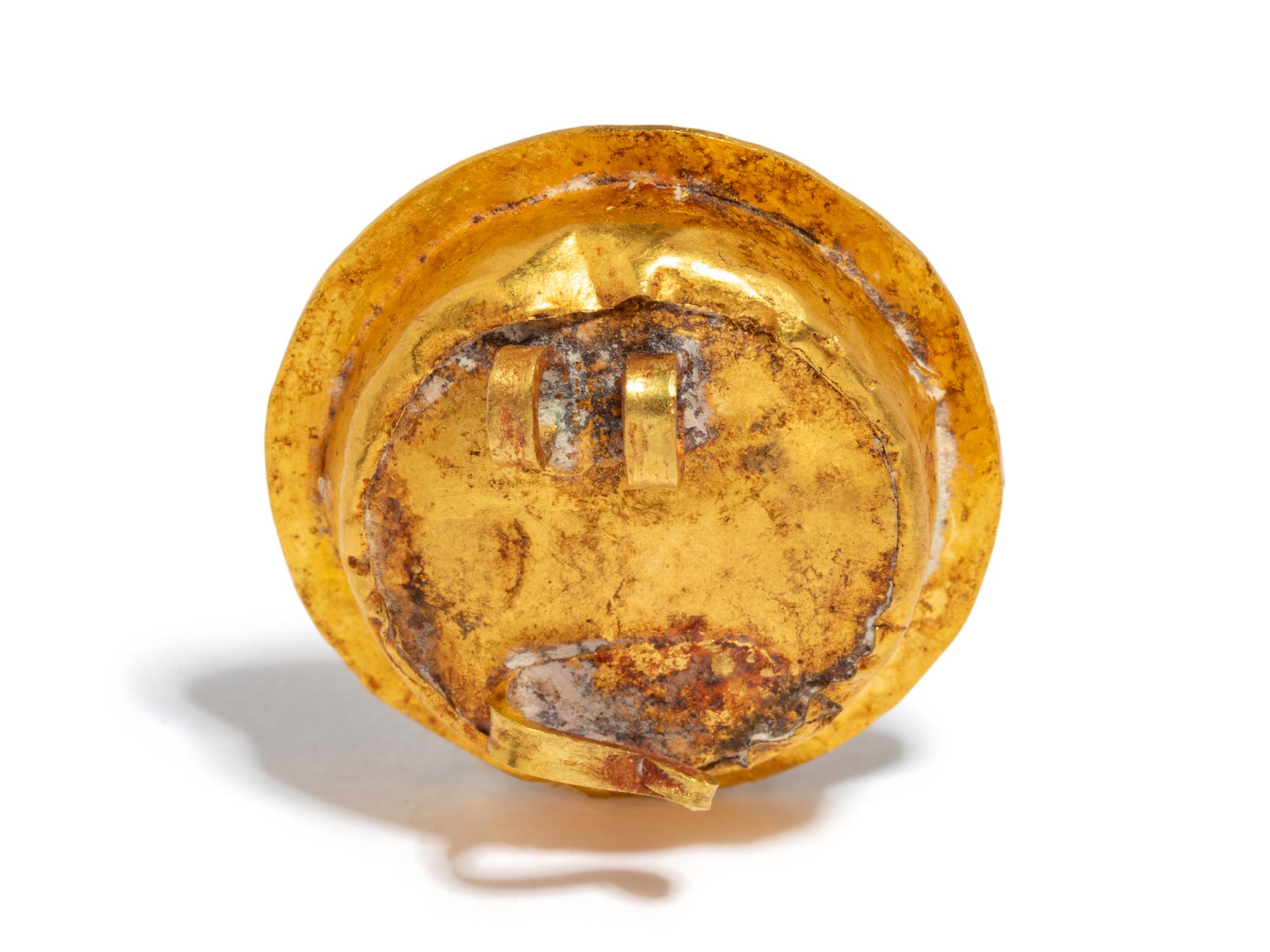 An Egyptian Enamel and Gold Disc Brooch