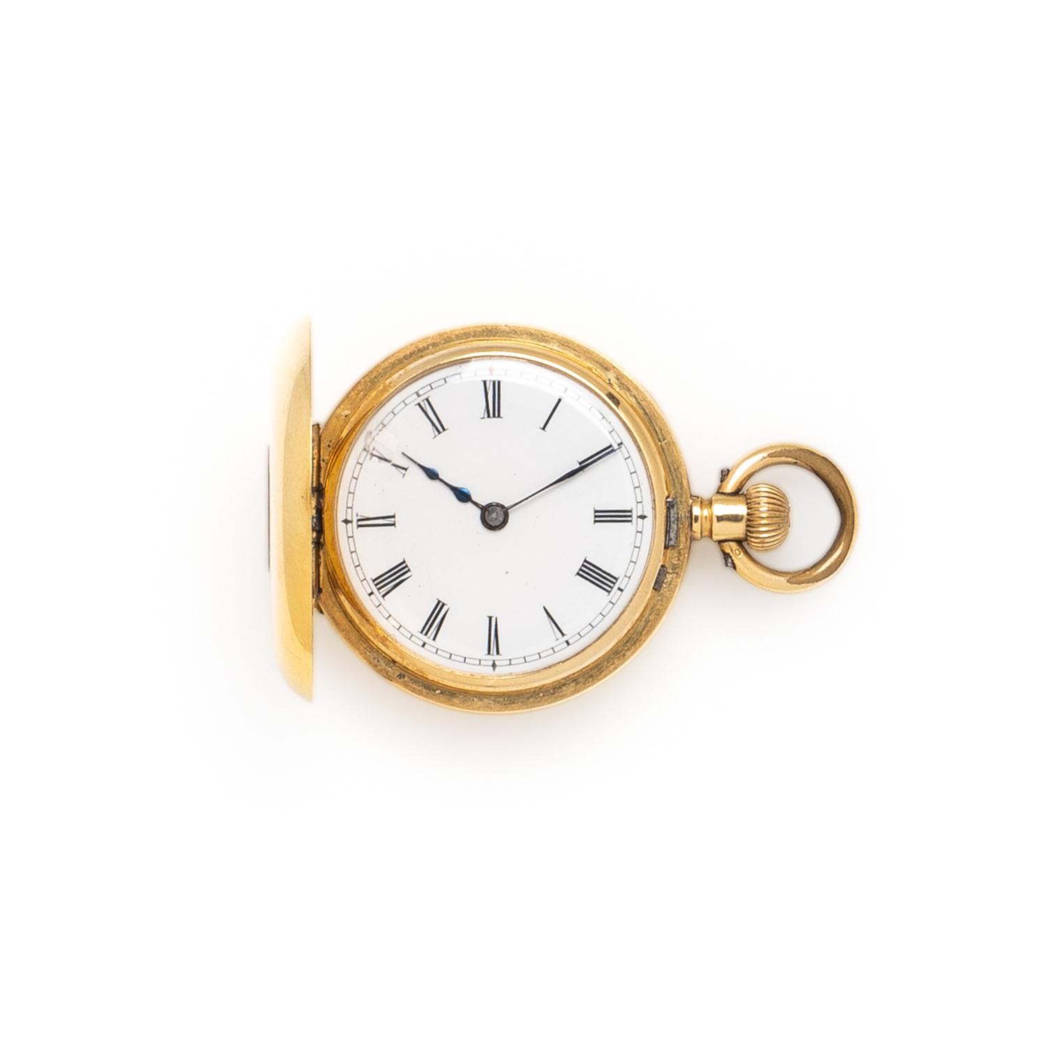 YELLOW GOLD POCKET WATCH AND CHAIN