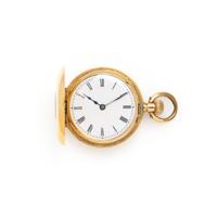 YELLOW GOLD POCKET WATCH AND CHAIN