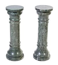 A Pair of Continental Marble and Bronze Mounted Pedestals, Height 48 1/2 inches.