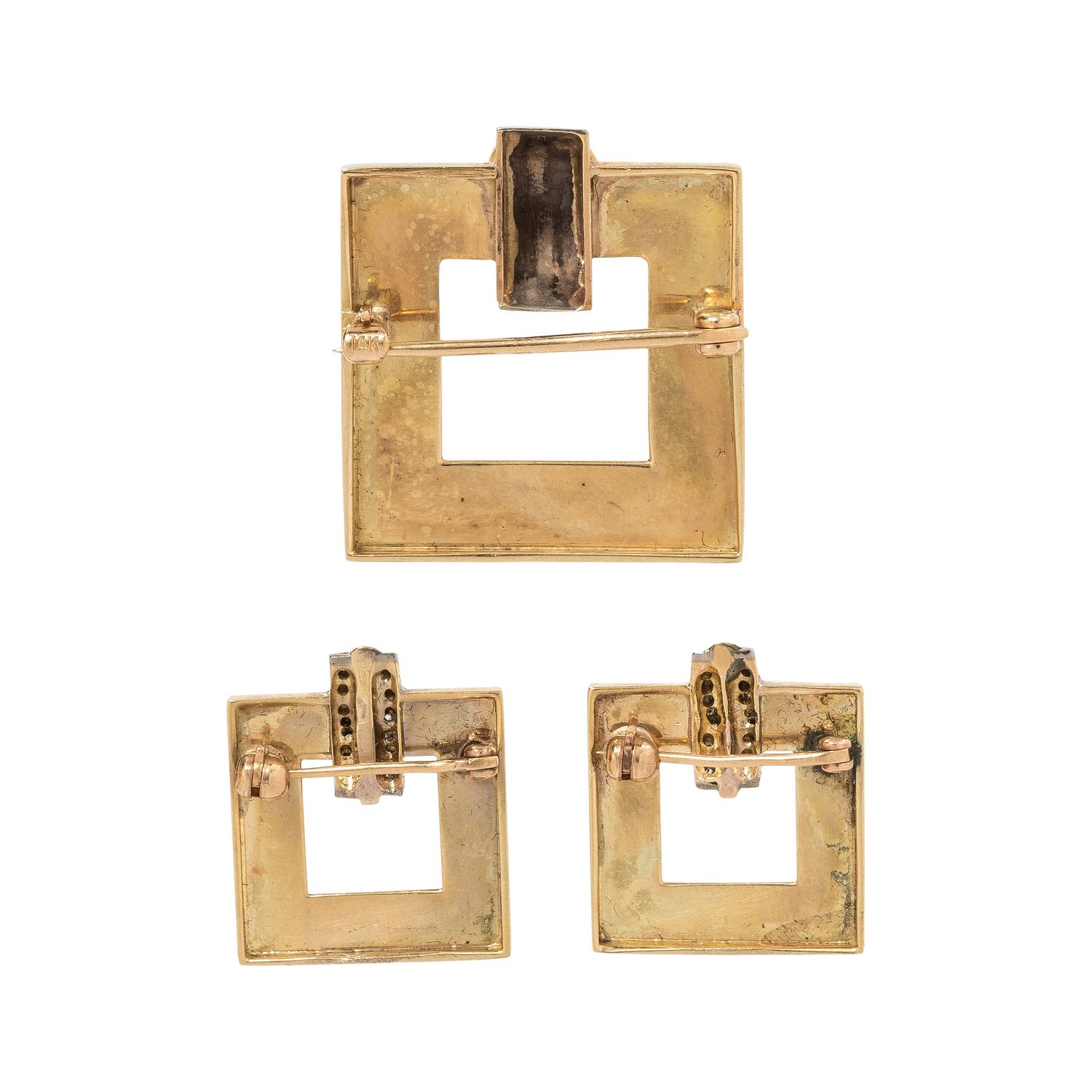 COLLECTION OF YELLOW GOLD AND DIAMOND BROOCHES
